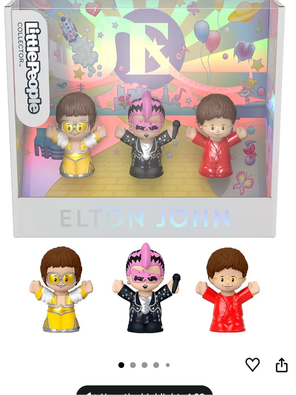 LITTLE PEOPLE COLLECTOR Elton John Special Edition Set 3 Figures Display Box NEW